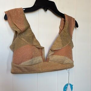 NWT WET Metallic Strip Swim Top! Medium